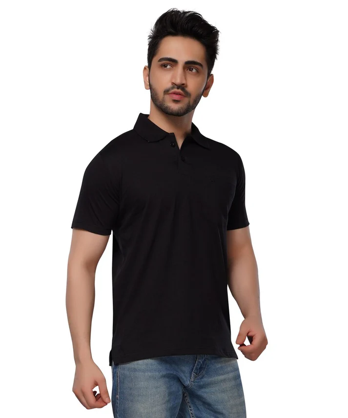 Plane Matty Solid Half Sleeves Mens Polo neck T-Shirt Pack Of 5