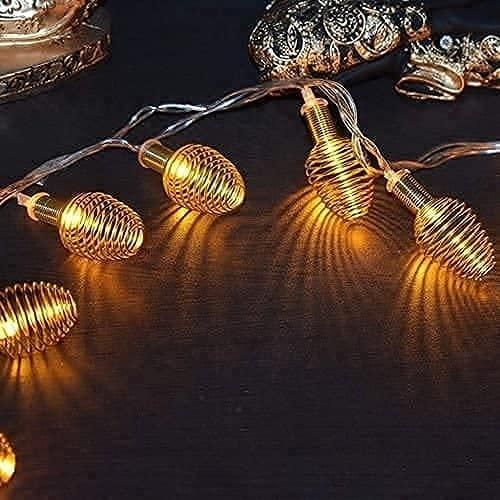 Copper Wire Yellow 10 Feet Length Decorative Diwali String Lighting 14 Spring Ball - PURE