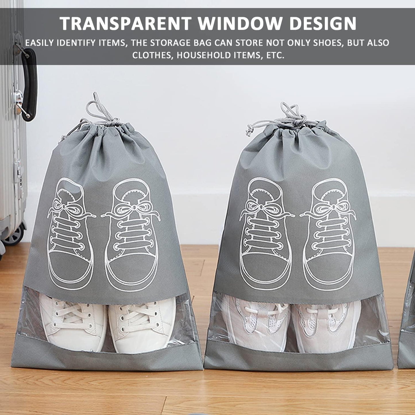 Shoe Bag - Transparent Window Portable Travel Dust-Proof Shoe Bags - PURE