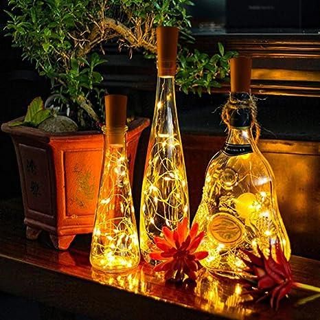 20 Led Wine Bottle Cork Copper Wire String Lights 2M Battery Operated (Warm White Pack Of 4) - PURE