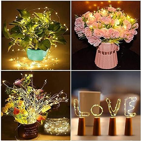 20 Led Wine Bottle Cork Copper Wire String Lights 2M Battery Operated (Warm White Pack Of 4) - PURE