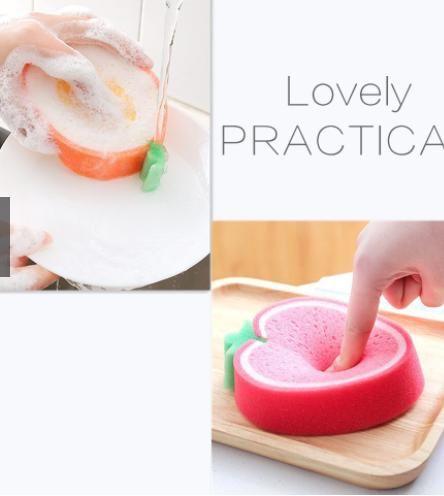 Cleaning Sponge- Fruits Shaped Kitchen/Bathroom Wash Cleaning Sponge (Pack of 4) - PURE