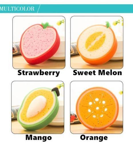 Cleaning Sponge- Fruits Shaped Kitchen/Bathroom Wash Cleaning Sponge (Pack of 4) - PURE