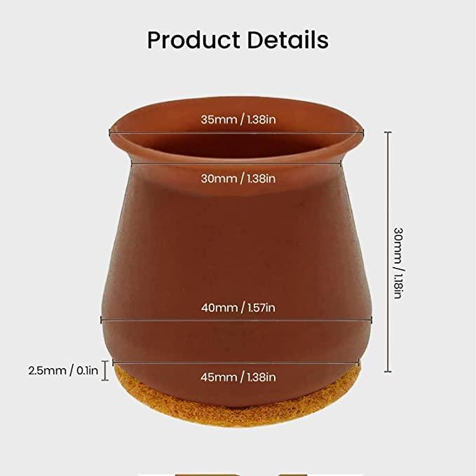NOBILEA Silicone Chair Leg Protectors with Felt for Hardwood Floors (6PCS), Silicone Furniture Leg Cover Pad for Protecting Floors from Scratches and Noise, Smooth Moving for Chair Feet. - PURE