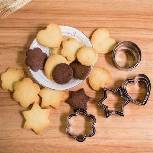 Cookie Cutter-Flower,Round,Heart,Star Shape Biscuit Baking Stainless Steel Metal Molds Shape Cutters for Kitchen,Baking,Halloween & Christmas Small Size Cookie Cutters Cookie Cutter (Pack of 12) - PURE
