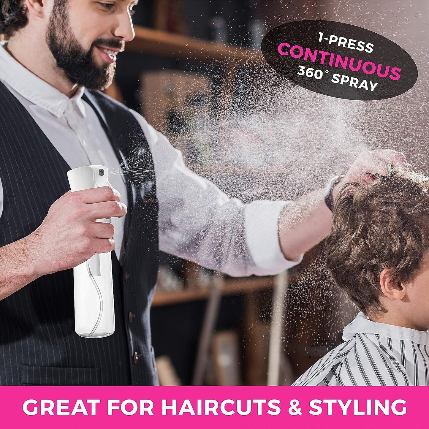 Continuous Spray Bottle - Water Mister For Hairstyling, Plants, Cleaning, Cooking, Misting & Skin Care - PURE