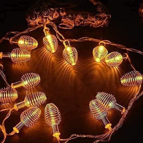 Copper Wire Yellow 10 Feet Length Decorative Diwali String Lighting 14 Spring Ball - PURE