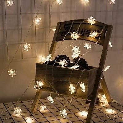 Christmas Snowflake Light Battery Powered Waterproof 14 LED 3M Garden Fairy Lights for Christmas Festival Home Party Decorations - PURE