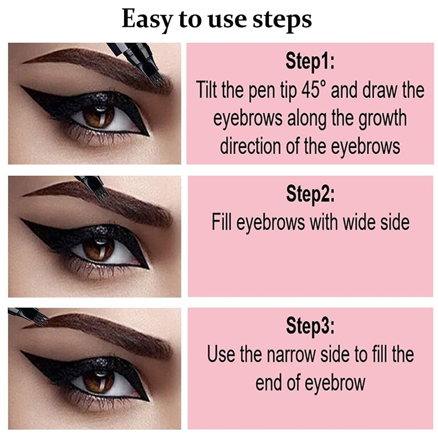 Waterproof 4 Points Microblading Eyebrow Pen with a Micro-Fork Tip Applicator - PURE