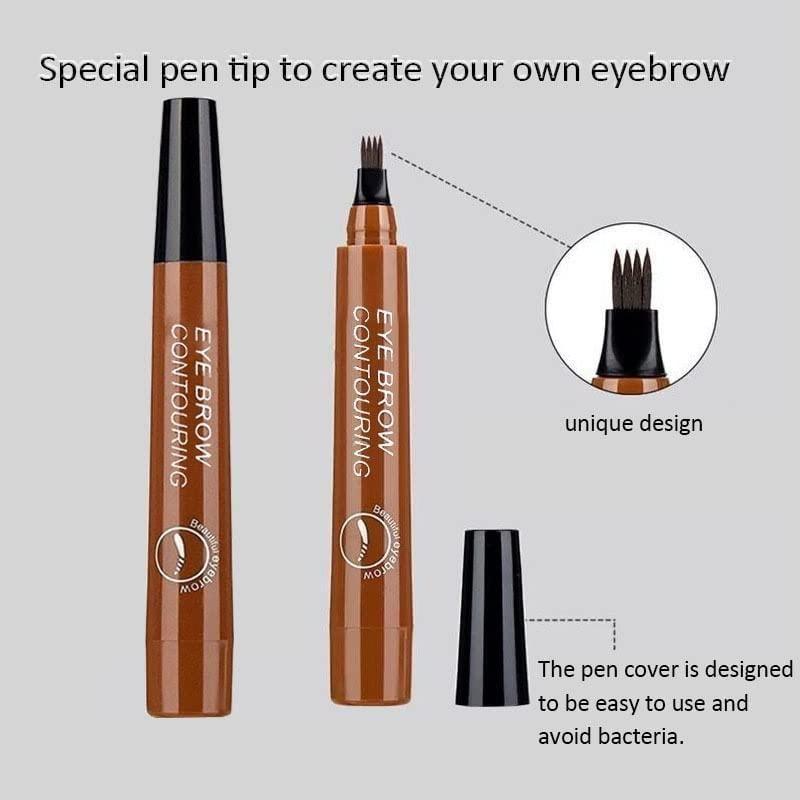 Waterproof 4 Points Microblading Eyebrow Pen with a Micro-Fork Tip Applicator - PURE