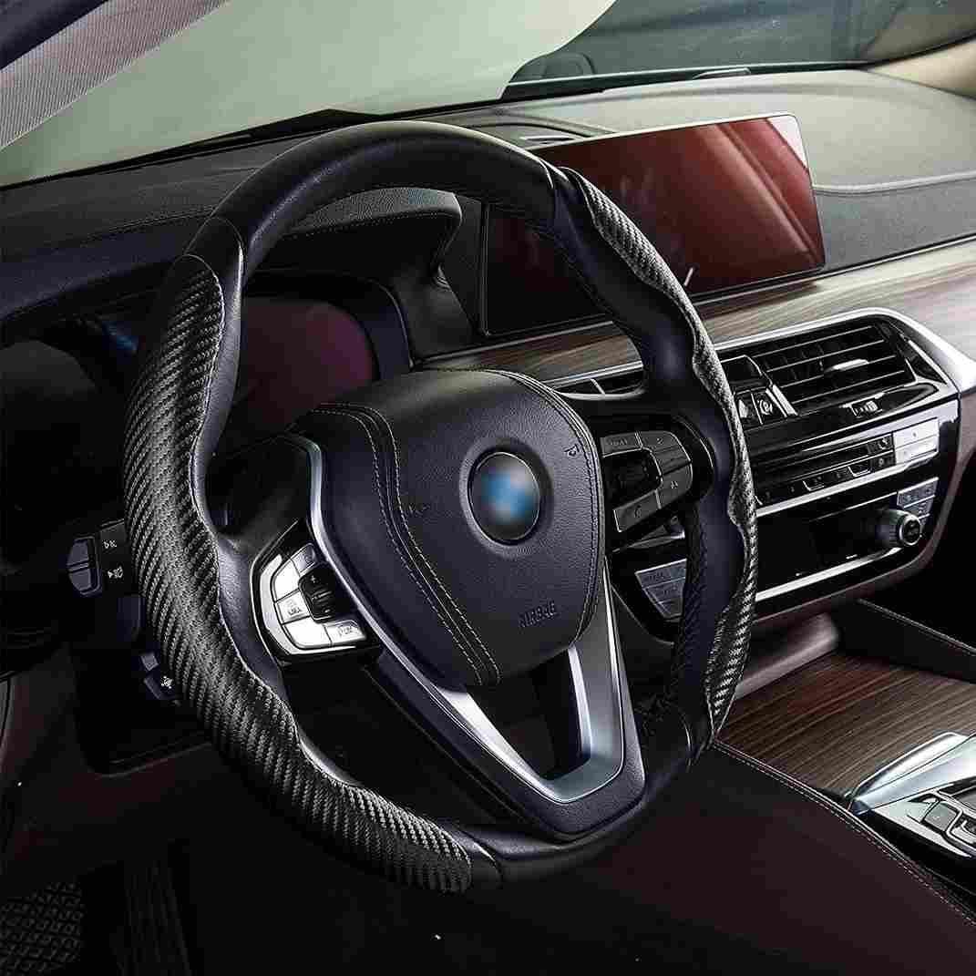 New Carbon Fiber ABS Texture Steering Wheel Grip Cover for Cars - PURE