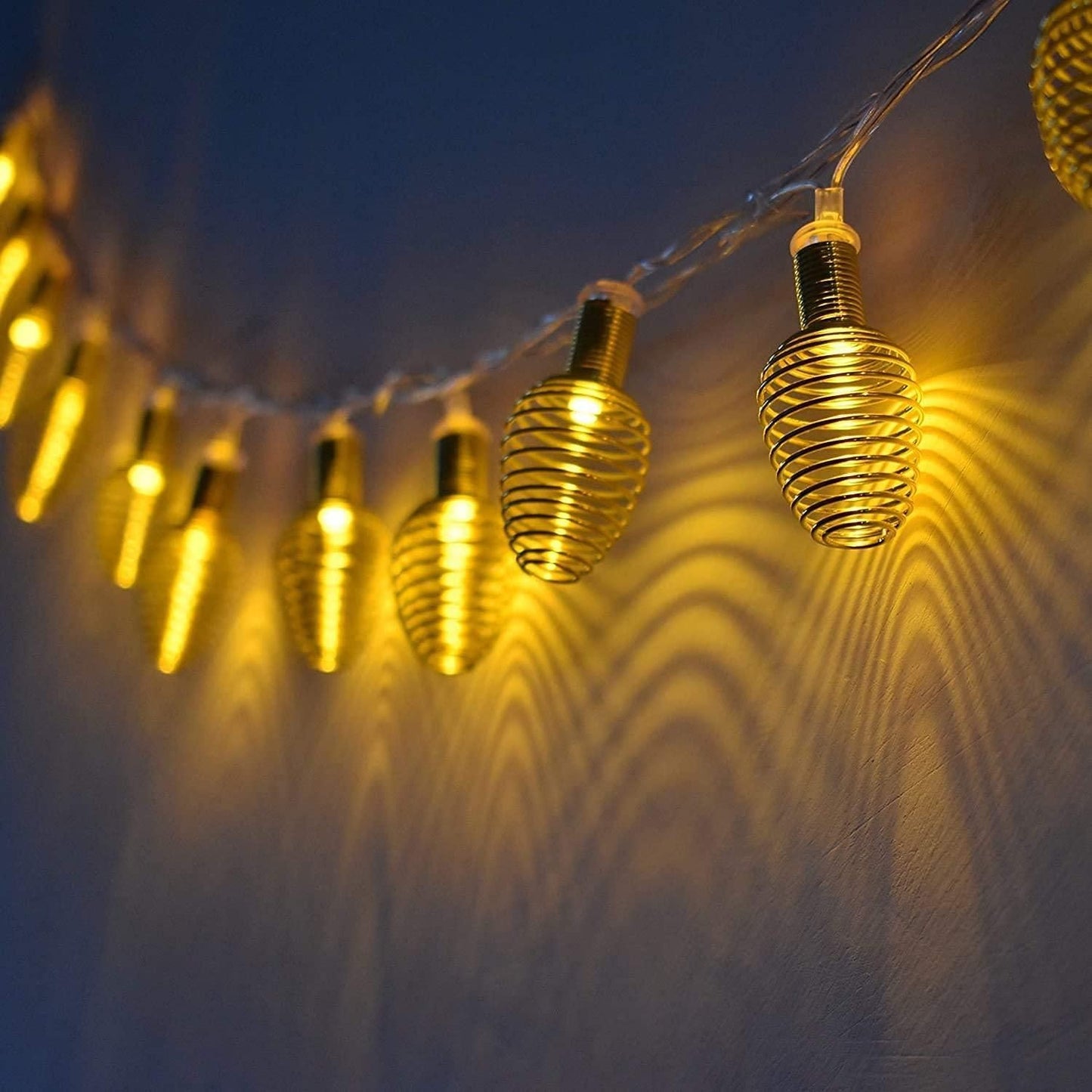 Copper Wire Yellow 10 Feet Length Decorative Diwali String Lighting 14 Spring Ball - PURE
