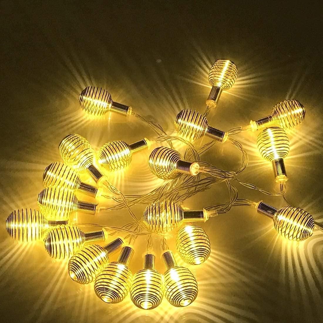 Copper Wire Yellow 10 Feet Length Decorative Diwali String Lighting 14 Spring Ball - PURE