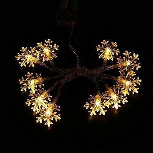 Christmas Snowflake Light Battery Powered Waterproof 14 LED 3M Garden Fairy Lights for Christmas Festival Home Party Decorations - PURE