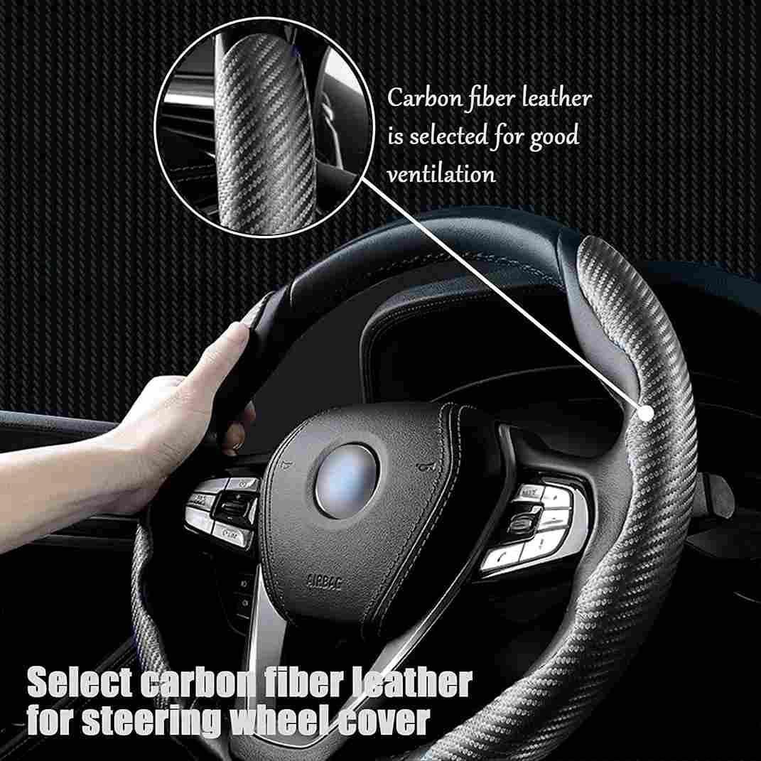 New Carbon Fiber ABS Texture Steering Wheel Grip Cover for Cars - PURE