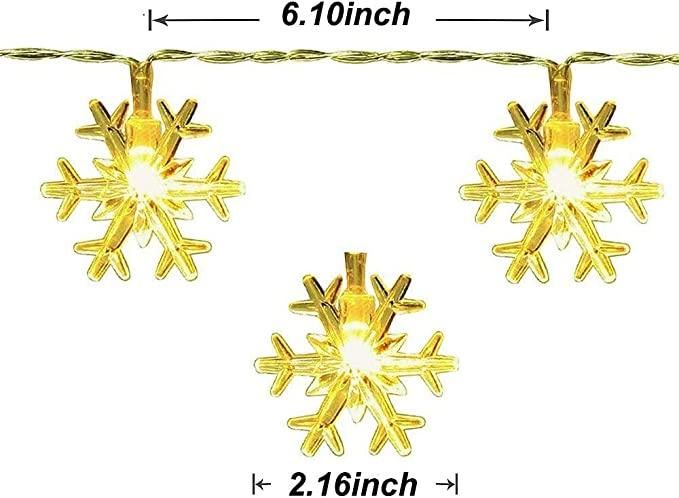 Christmas Snowflake Light Battery Powered Waterproof 14 LED 3M Garden Fairy Lights for Christmas Festival Home Party Decorations - PURE