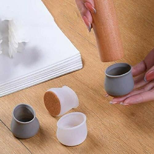 NOBILEA Silicone Chair Leg Protectors with Felt for Hardwood Floors (6PCS), Silicone Furniture Leg Cover Pad for Protecting Floors from Scratches and Noise, Smooth Moving for Chair Feet. - PURE
