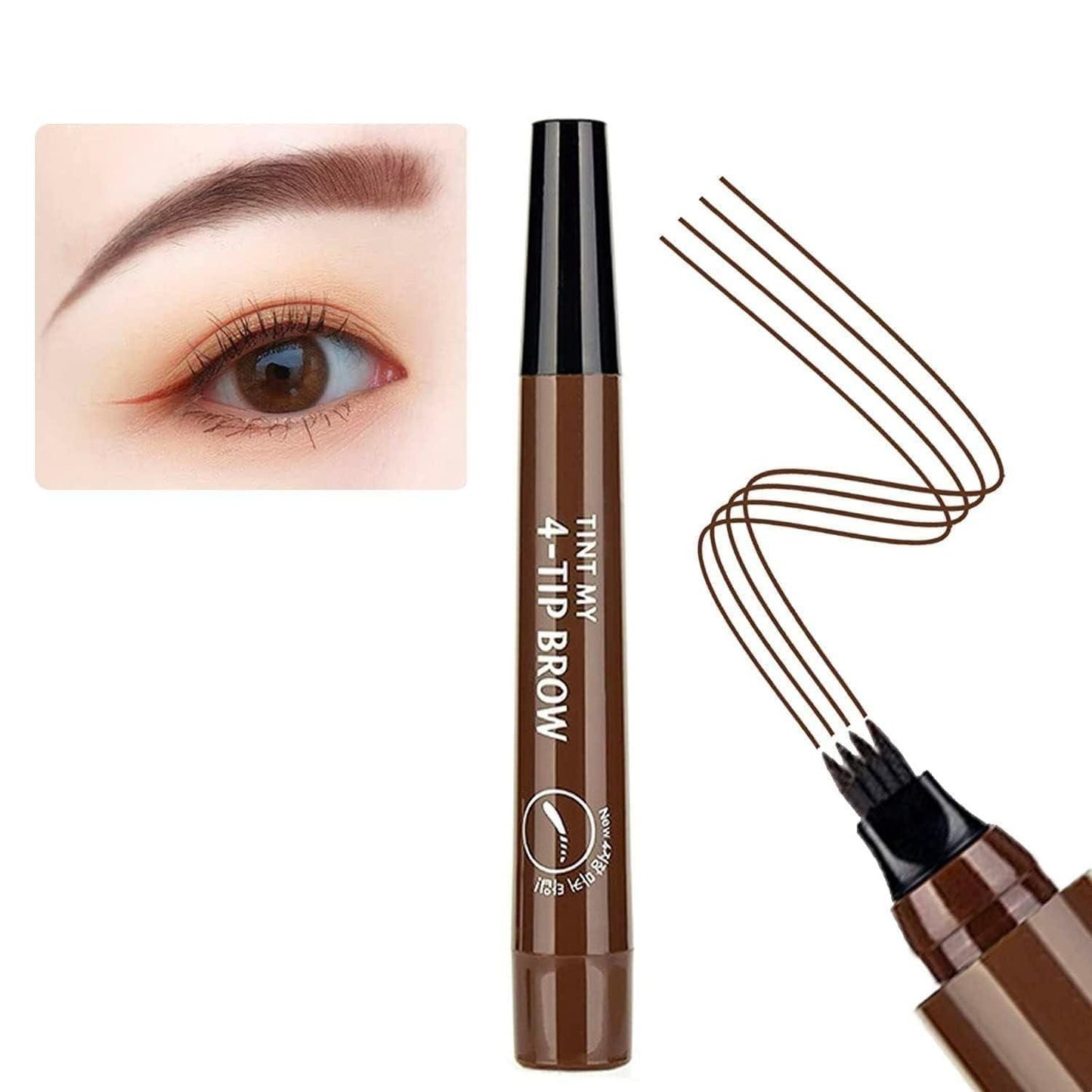 Waterproof 4 Points Microblading Eyebrow Pen with a Micro-Fork Tip Applicator - PURE