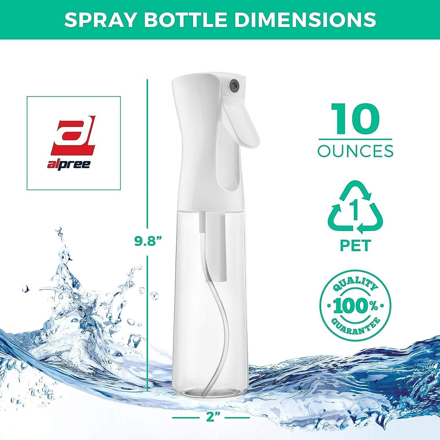 Continuous Spray Bottle - Water Mister For Hairstyling, Plants, Cleaning, Cooking, Misting & Skin Care - PURE