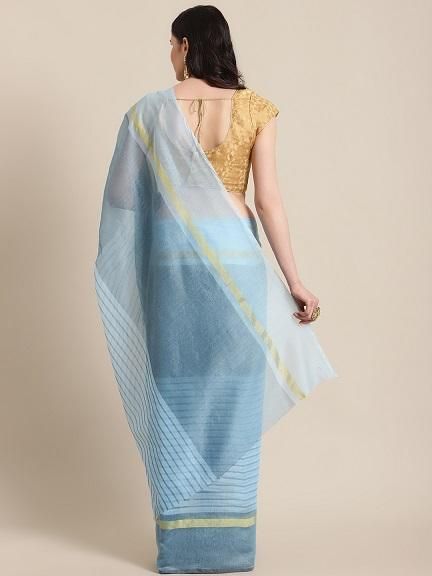 Stunning Stripes Printed Silk Saree - PURE