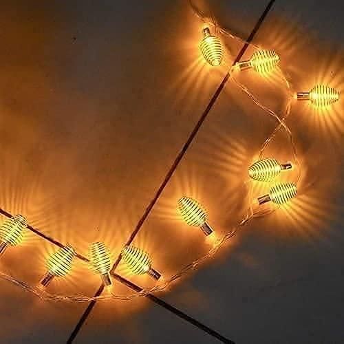 Copper Wire Yellow 10 Feet Length Decorative Diwali String Lighting 14 Spring Ball - PURE