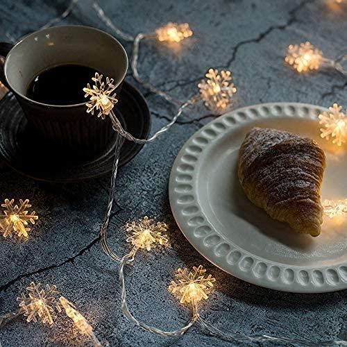 Christmas Snowflake Light Battery Powered Waterproof 14 LED 3M Garden Fairy Lights for Christmas Festival Home Party Decorations - PURE