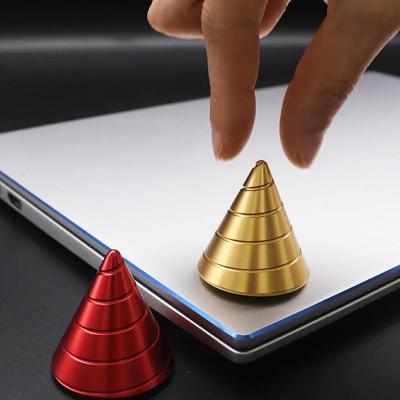 Metal Desktop Stress Relief Cone Gyroscope Office Desk Fidget Toys Optical Illusion Flowing Finger Toys Table Fidget Toys - PURE