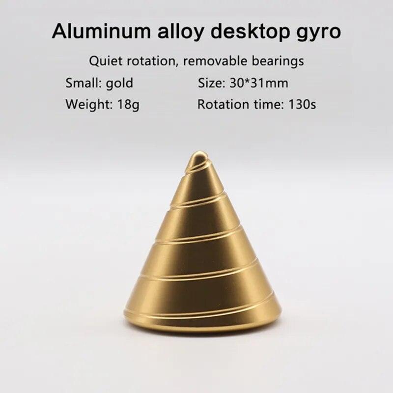 Metal Desktop Stress Relief Cone Gyroscope Office Desk Fidget Toys Optical Illusion Flowing Finger Toys Table Fidget Toys - PURE