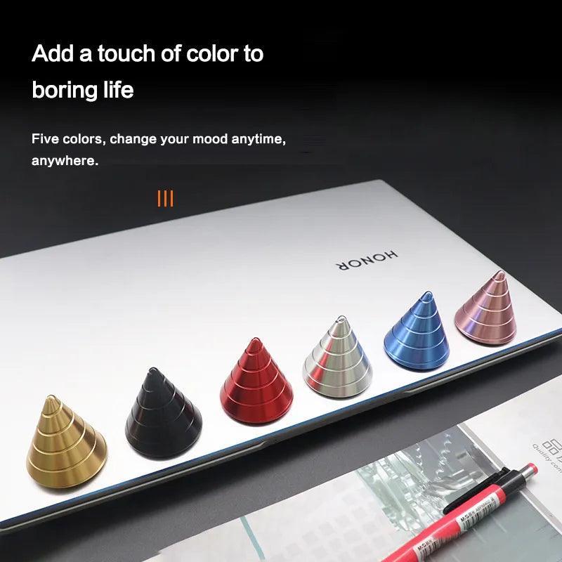 Metal Desktop Stress Relief Cone Gyroscope Office Desk Fidget Toys Optical Illusion Flowing Finger Toys Table Fidget Toys - PURE