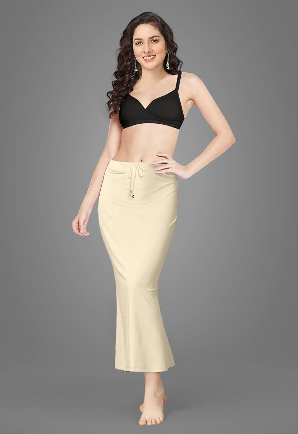 Mehrang Lycra Saree Shapewear Petticoat for Women - PURE