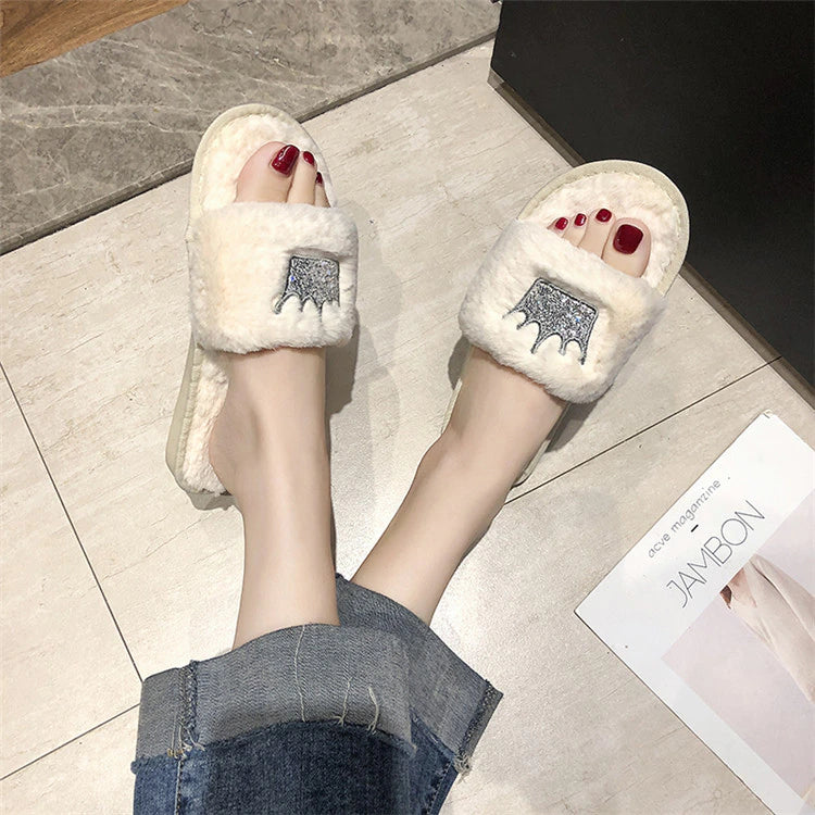 Women's Warm Winter Slippers Womens Fur Slippers - PURE