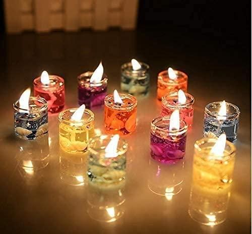 Multicolour Smokeless Decorated Mini Cute Glass Jelly Gel Candles (Pack of 12 Pcs) - PURE