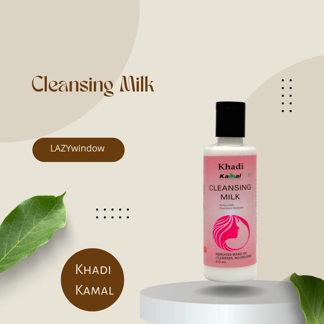 Khadi Kamal Herbal 100 Pure Natural & Organic Cleansing Milk For Men And Women For Smooth Soft & Clean Skin 210ml Pack of 4 - PURE