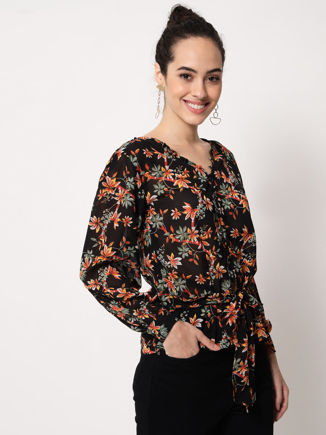 Trend Arrest Women's Floral Printed Top - PURE