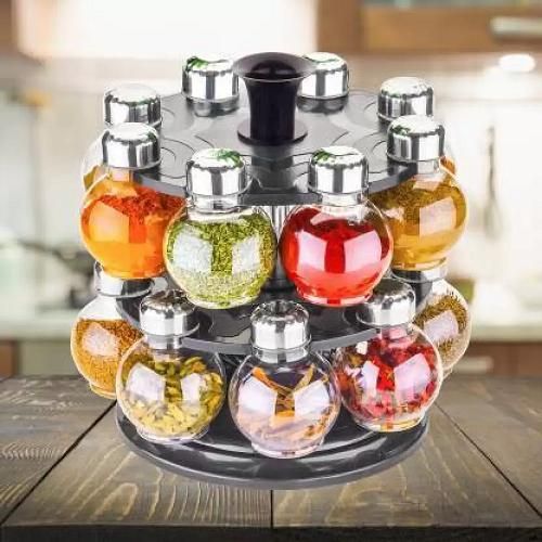 Multipurpose Plastic Big Revolving Spice Rack 16 in 1 - PURE