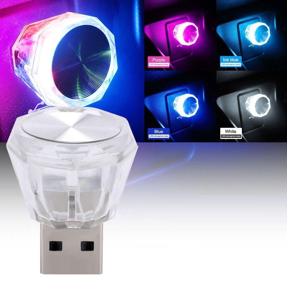 Diamond Shape Car Mini USB LED Environmental Lights (Multicolor) (Pack of 2) - PURE