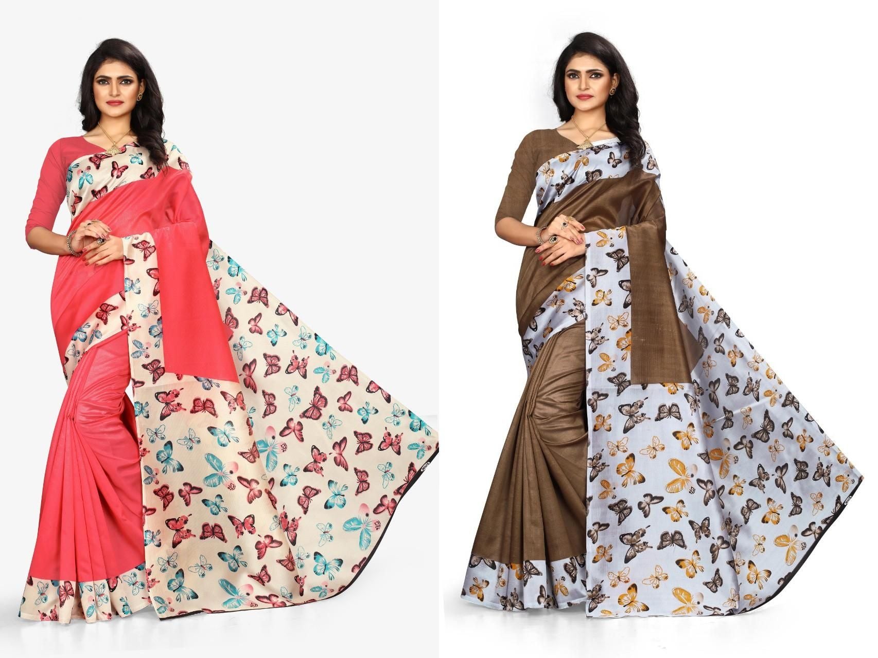 Special Mysore Silk With Printed Work Combo Pack Saree - PURE