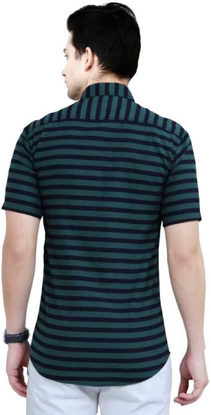 Men's Lycra Blend Stripe Print Casual Shirt - PURE