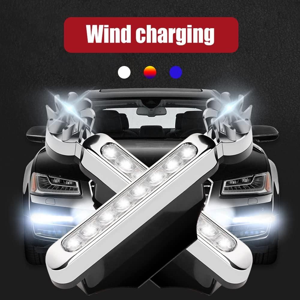 2 Pieces Car Wind Powered Light ABS Daytime Running Light for Cars Auto White - PURE