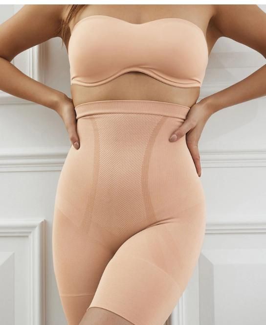 Tummy Tucker Women's High Waist with Anti Rolling Strips Shapewear for Women, Tummy Shaper Comfortable Seamless Shapewear Beige - PURE