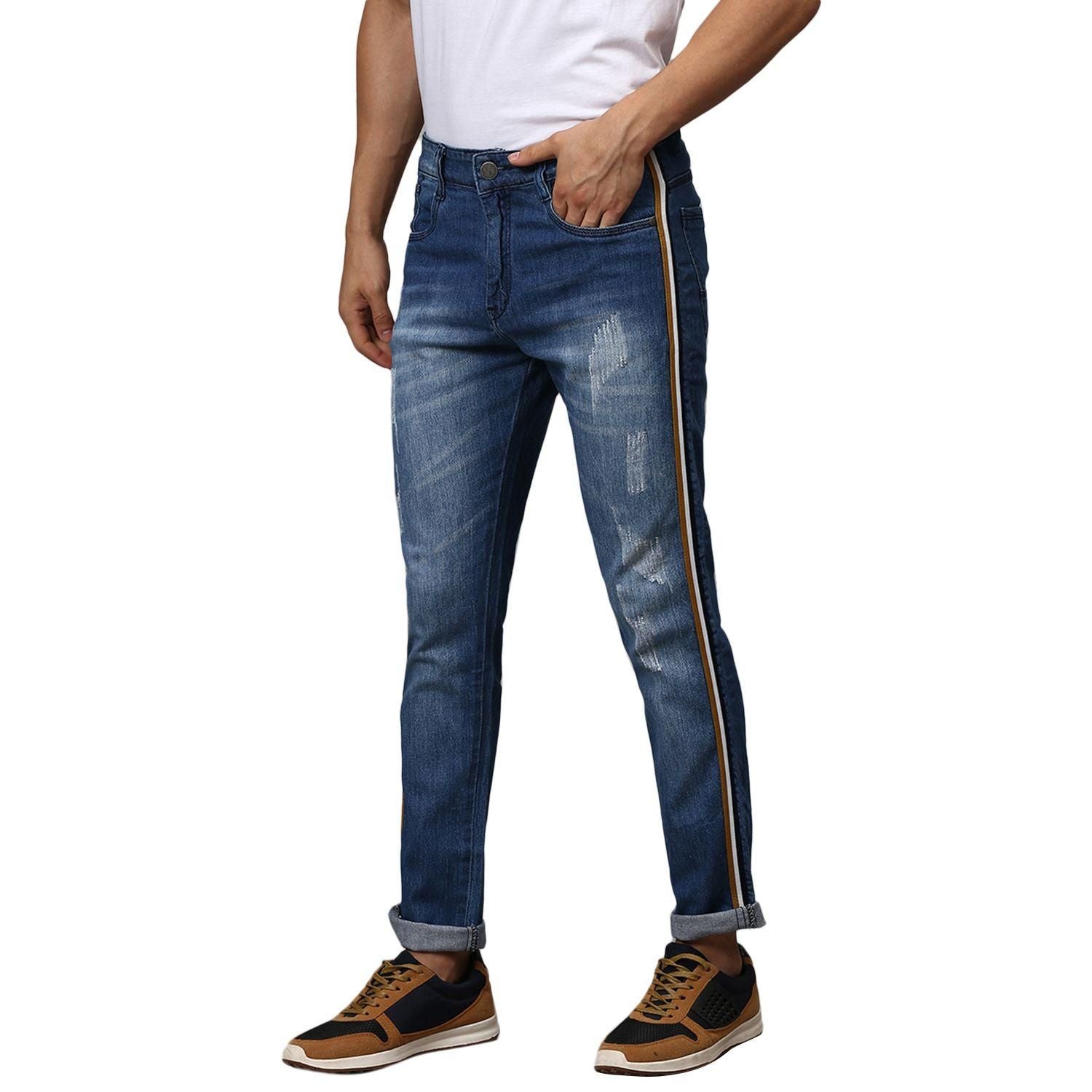 Campus Sutra Denim Rugged Slim Fit Jeans - PURE