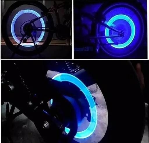 Bike/Bicycle Tyre Led Light Rim Valve Cap Flashing With Motion Sensor (Blue) - PURE