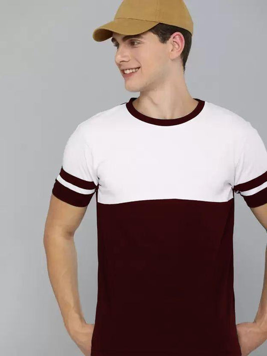 Cotton Blend Solid Half Sleeves Mens Round Neck T-Shirt - PURE