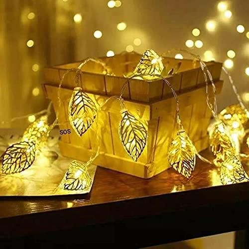 Metal Tree Leaf Shape Decorative LED Fairy String Starry Lights 14 3D Leaf - PURE