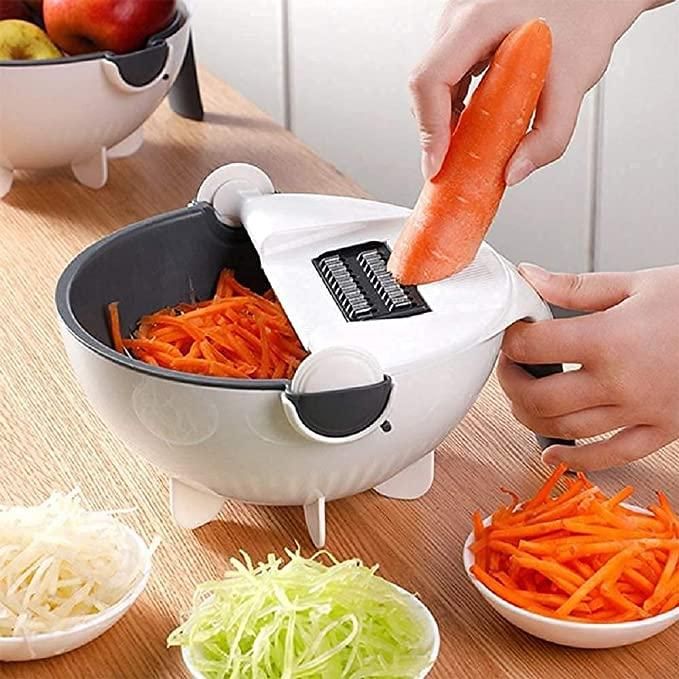 9 in 1 Multifunction Plastic Magic Rotate Vegetable Cutter - PURE