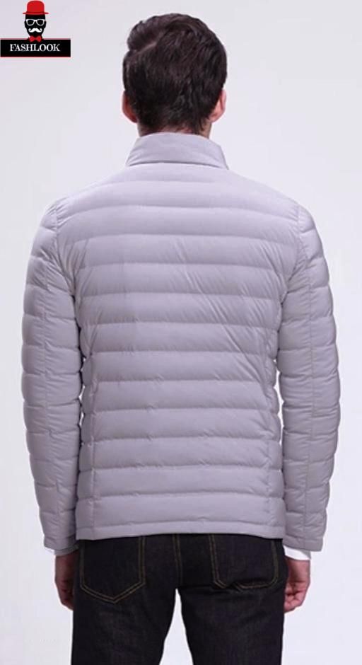 Men's Solid Polyester Puffer Jacket - PURE