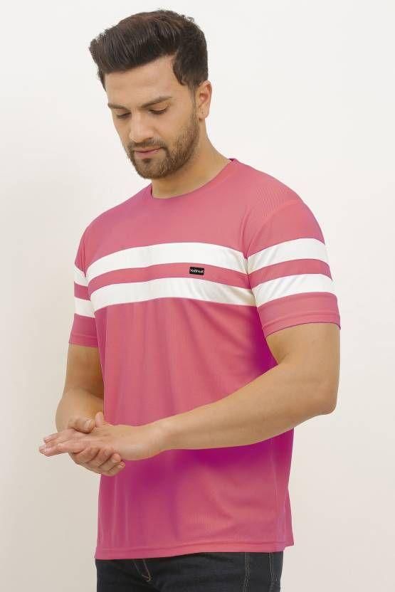 Denzolee Men's Colorblock Half Sleeve Tees - PURE