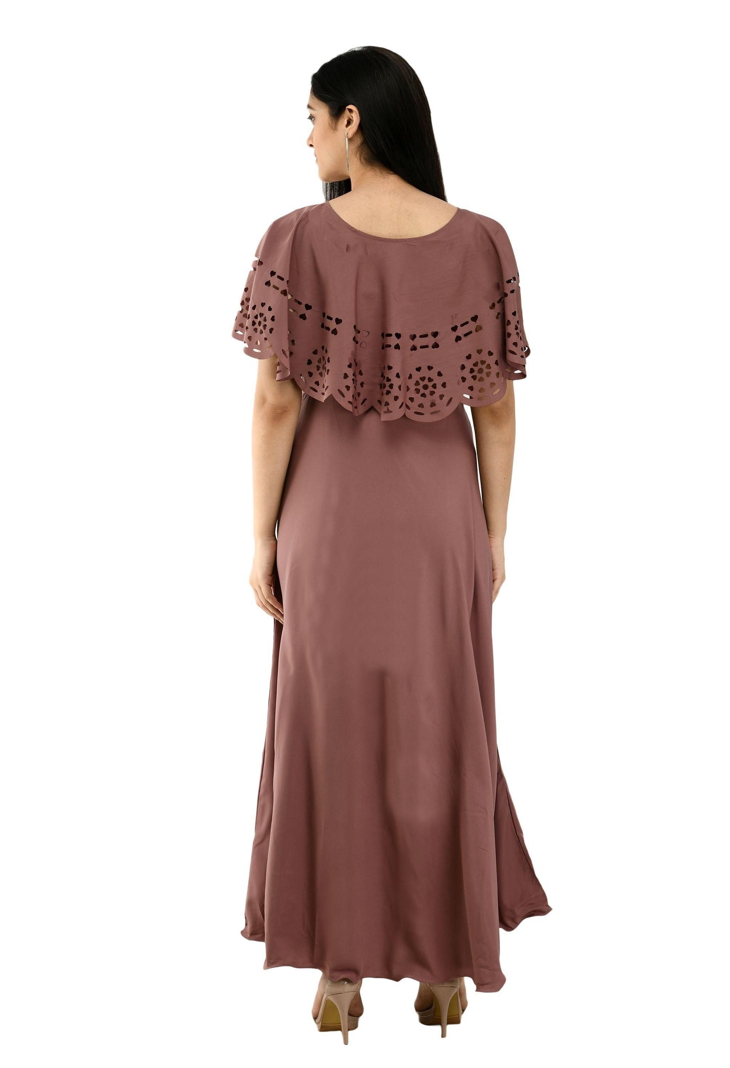 Women's Polyester Solid Maxi Dress - PURE