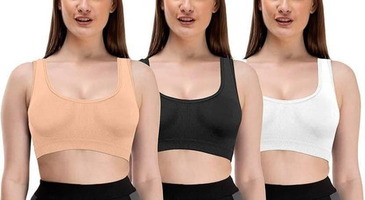 Women's Cotton Solid Non Padded Air Bra Pack of 3 - PURE