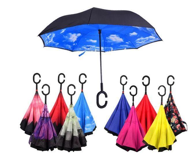 Double Layer Strong waterproof Umbrella with C- Shape Handle - PURE